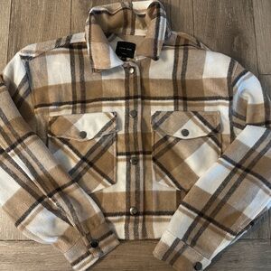 Love Tree Tan and Cream Plaid Shirt